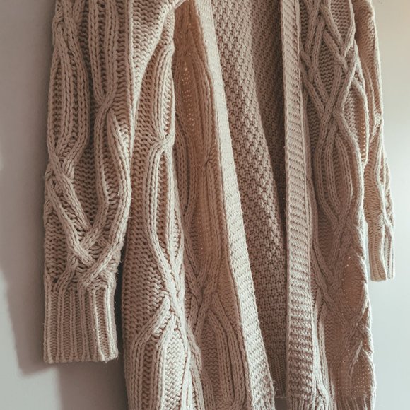 Dynamite Cream Cable Knit Cardigan - Picture 1 of 8